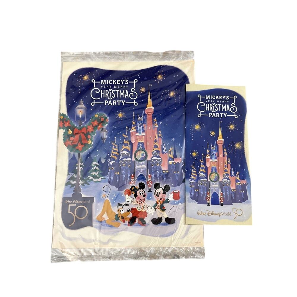 Mickeys Very Merry Christmas Party WDW 50th Anniversary 9 x 12 Poster and Map